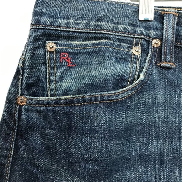 Polo Ralph Lauren Mens Jeans 38x34 Vintage 67 Blue Denim 100% Cotton Med Wash - Picture 3 of 11